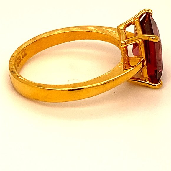 Rubellite 3.13ct Solid 22K Yellow Gold Ring - Picture 3 of 6